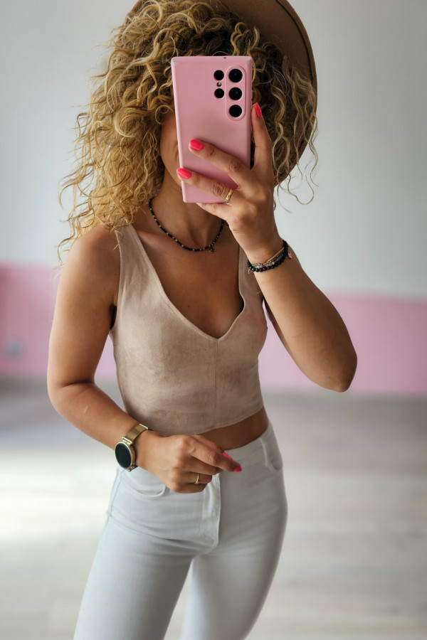 Welurowy crop-top
