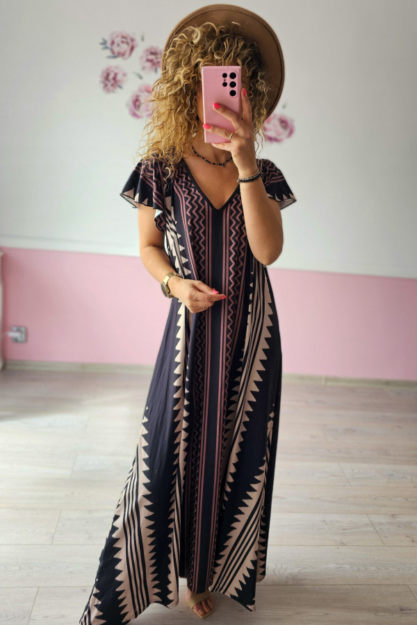 Wzorzysta sukienka maxi