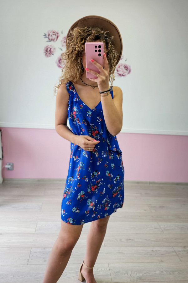 Niebieska mini w kwiatki