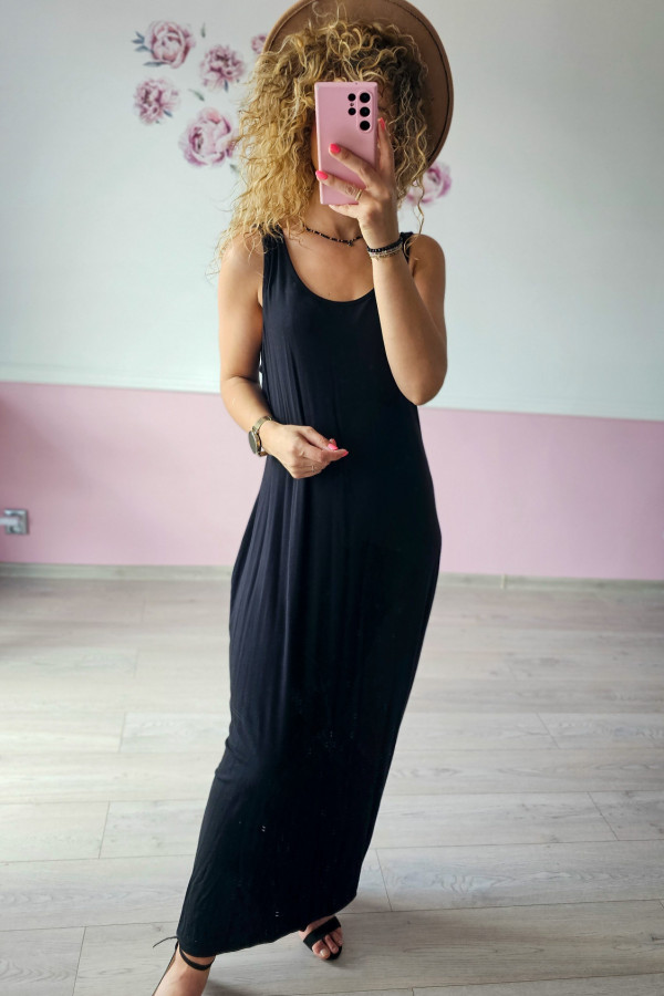 Czarna sukienka wiskozowa maxi 1
