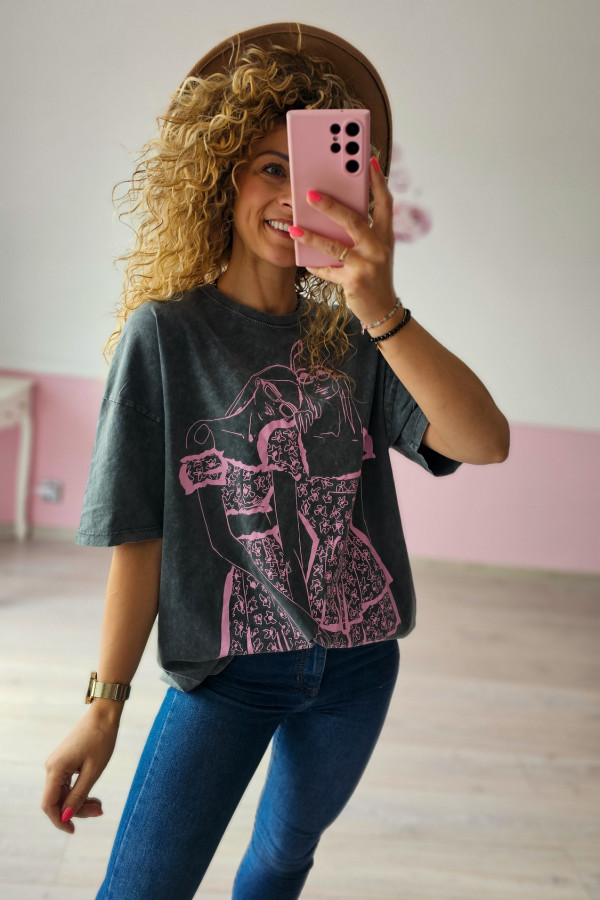 T-shirt Reserved z różową aplikacją