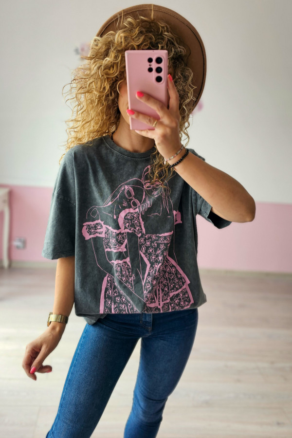 T-shirt Reserved z różową aplikacją 1