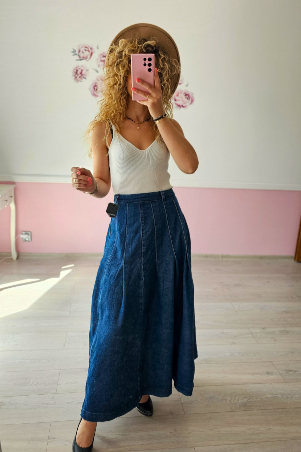 Jeansowa spódnica midi