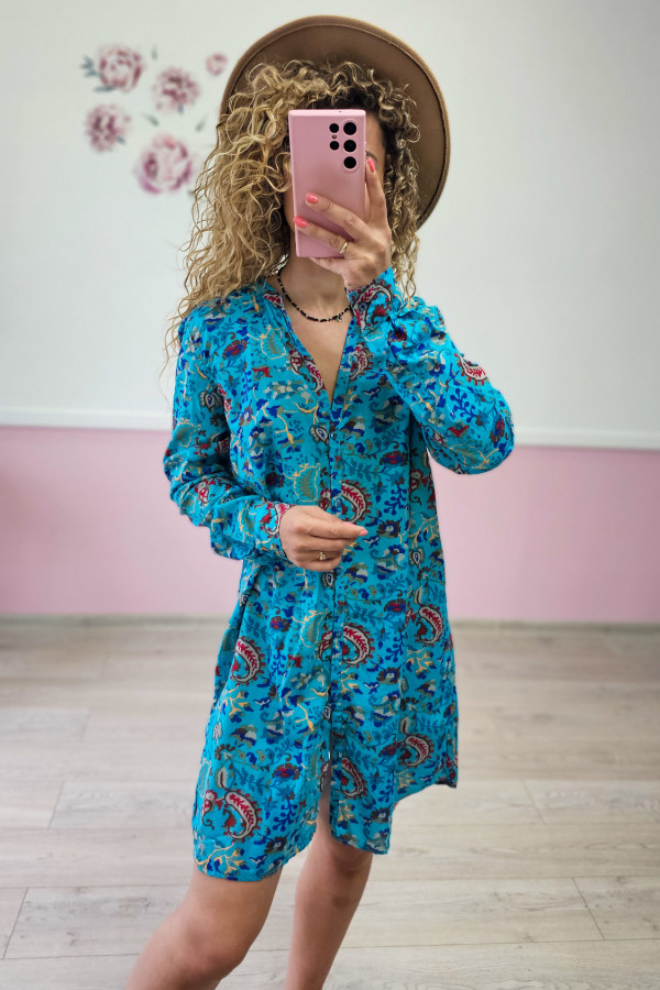 Niebieska koszulowa sukienka