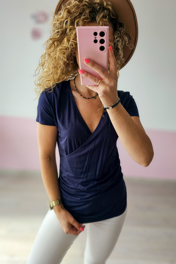 Granatowa bluzka damska z wiskozą 1