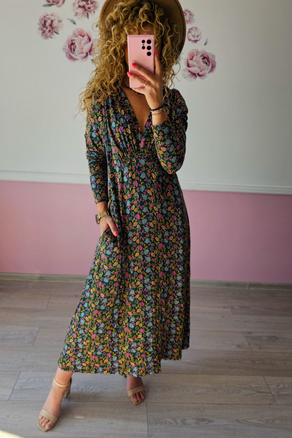 Kwiatowa elegancka sukienka maxi