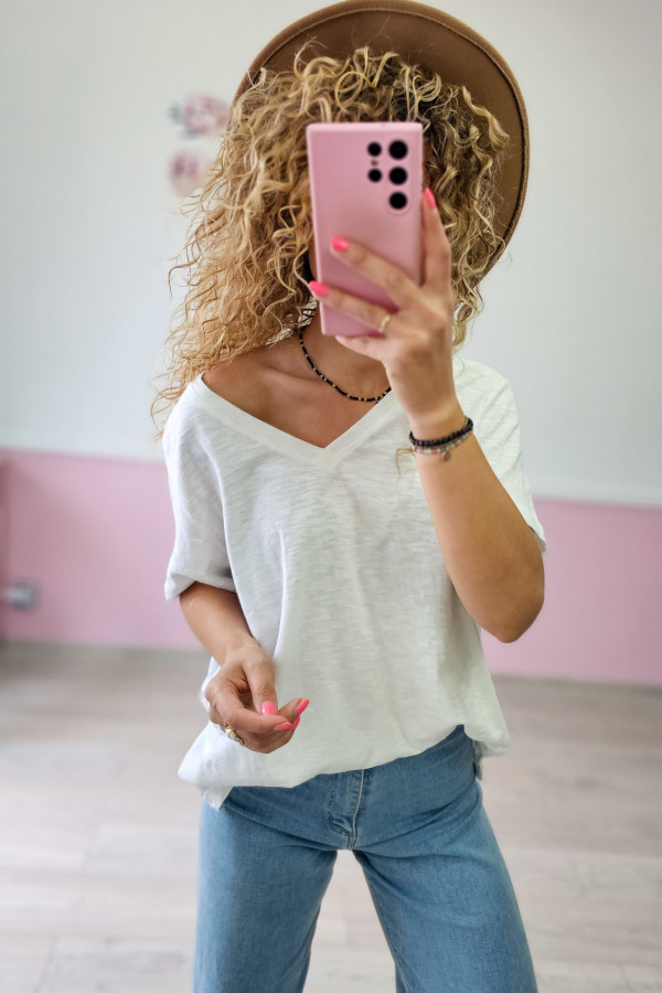 Biały t-shirt bawełniany 2
