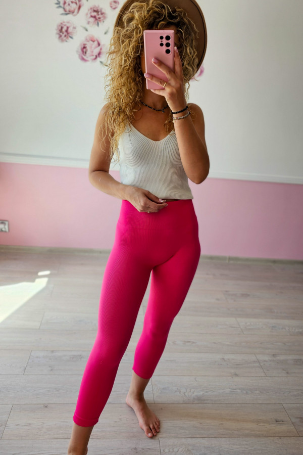 Różowe legginsy sportowe do ćwiczeń XL/XXL