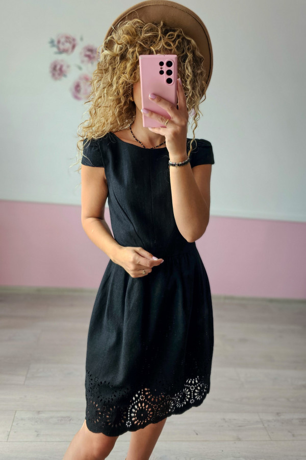 Czarna sukienka z lnem 3