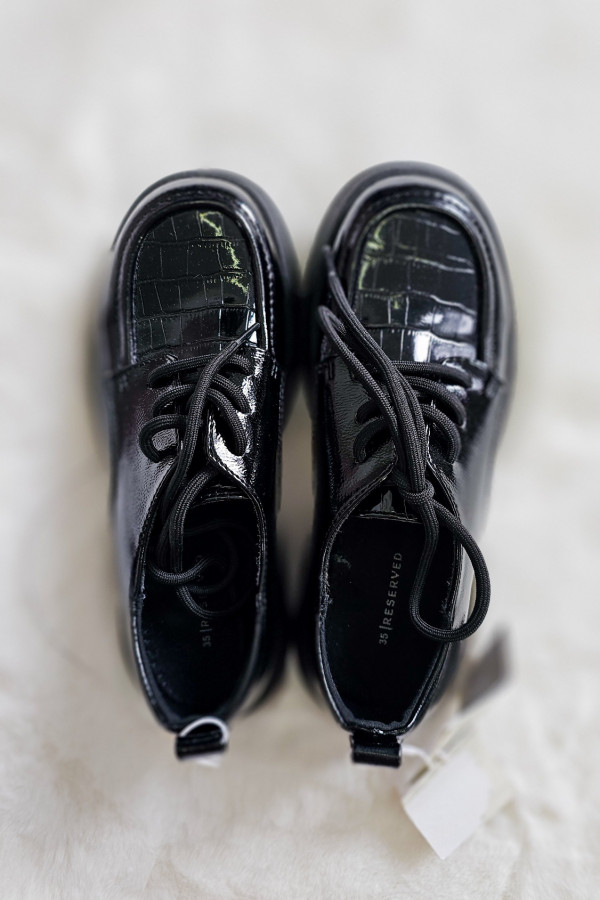 Czarne loafersy z imitacji skóry Reserved 3