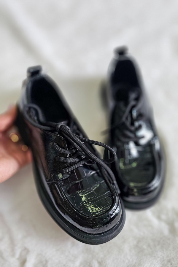 Czarne loafersy z imitacji skóry Reserved 4