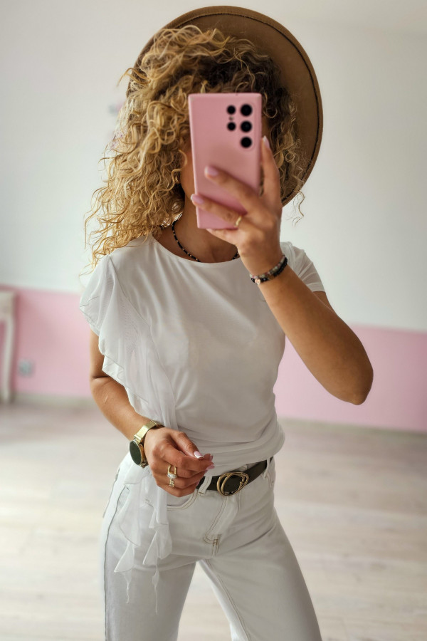Biała bluzka z falbanką Reserved 1