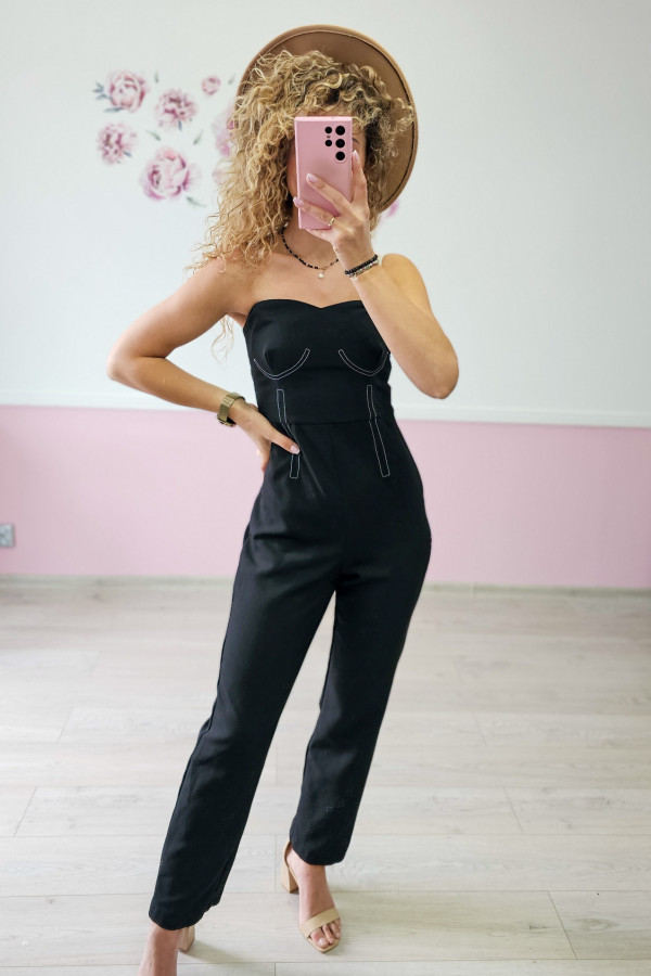 Czarny kombinezon z odkrytymi ramionami Top Shop 1