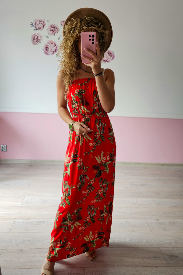 Wiskozowa czerwona sukienka maxi