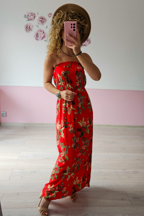 Wiskozowa czerwona sukienka maxi 1