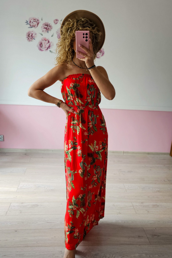 Wiskozowa czerwona sukienka maxi 2