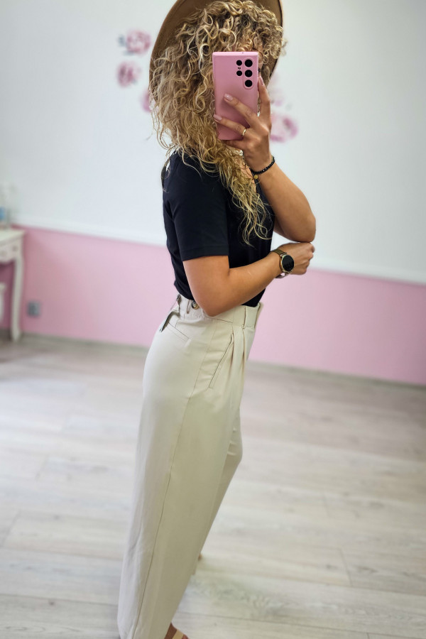 Beżowe eleganckie spodnie z regulowanym pasem Reserved 1