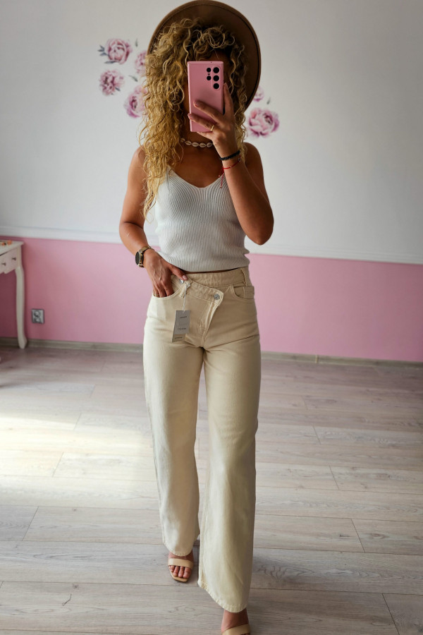 Jasno beżowe spodnie jeansowe Reserved Wide Leg