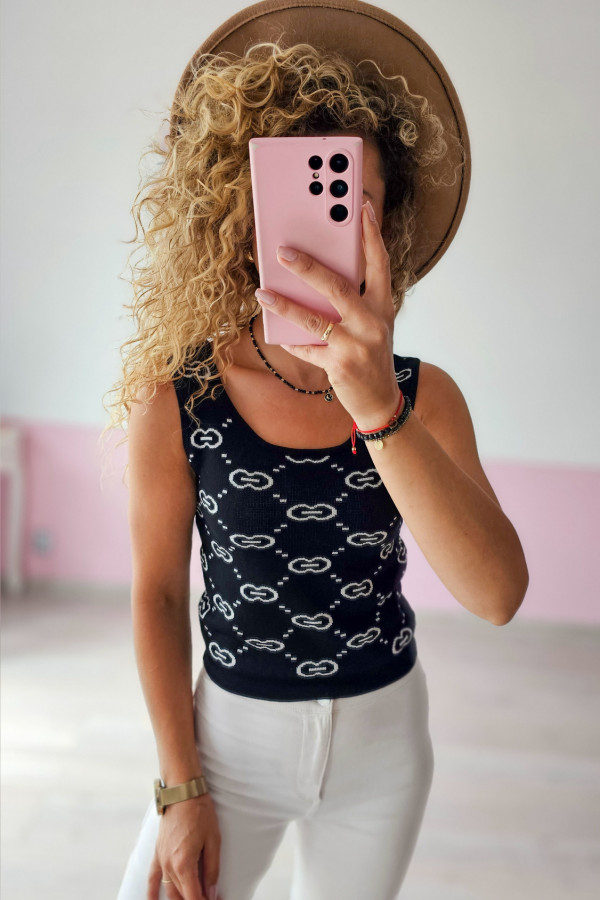 Wzorzysty top sweterkowy