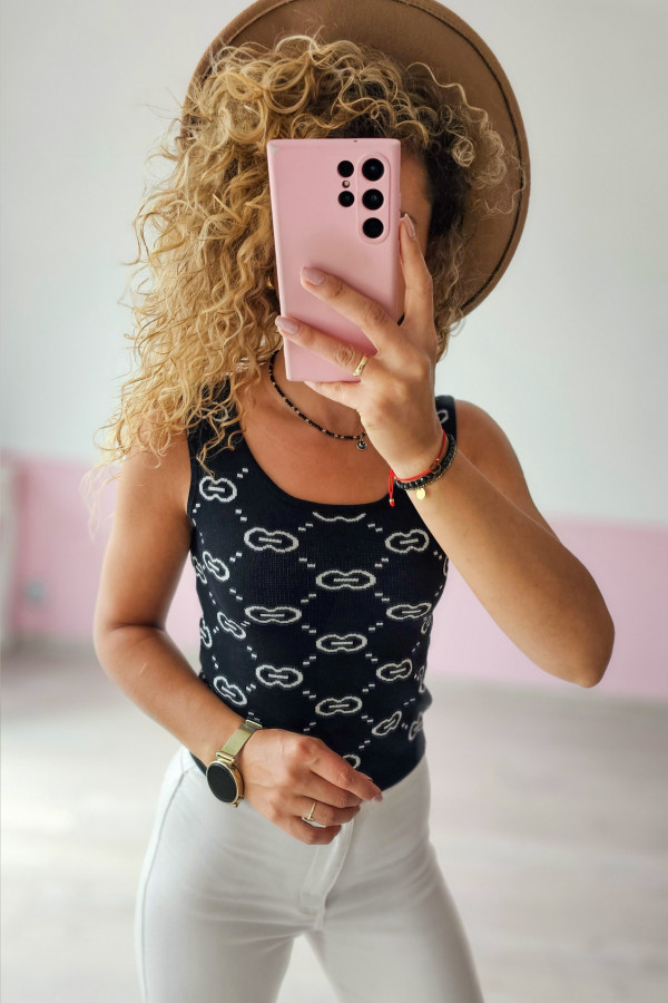 Wzorzysty top sweterkowy 1