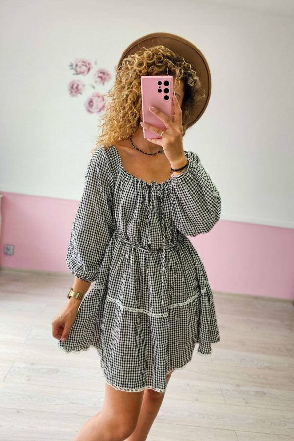 Wiskozowa sukienka mini w kratę
