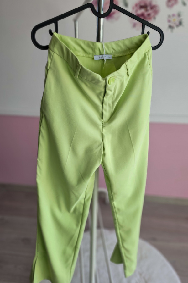Limonkowe eleganckie spodnie dziewczęce
