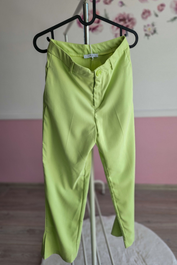Limonkowe eleganckie spodnie dziewczęce 2