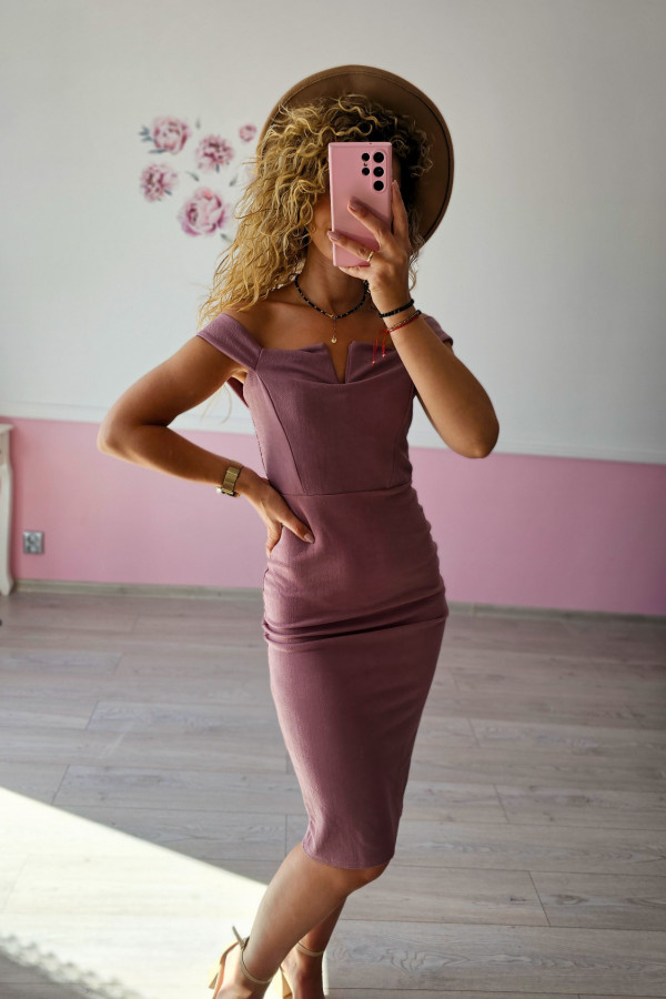 Wrzosowa elegancka sukienka 2
