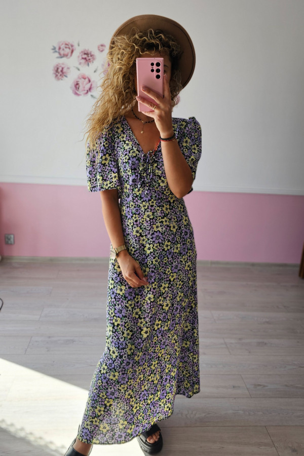 Sukienka kwiecista z wiązaniem na dekolcie Dorothy Perkins 1