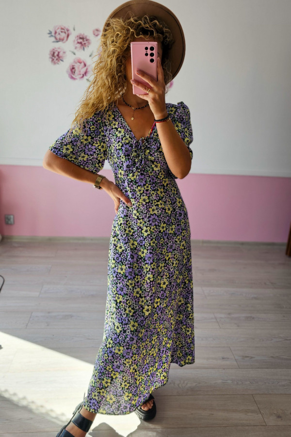 Sukienka kwiecista z wiązaniem na dekolcie Dorothy Perkins 2