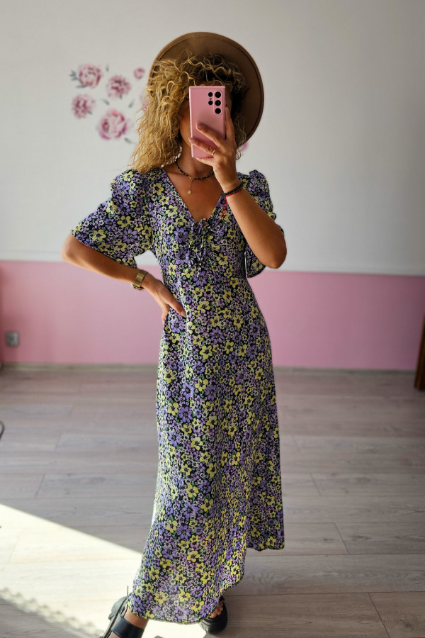 Sukienka kwiecista z wiązaniem na dekolcie Dorothy Perkins 3