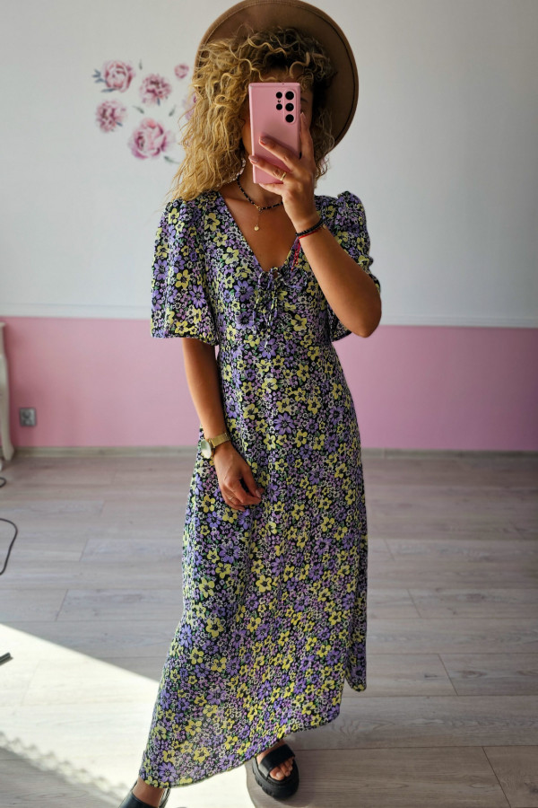 Sukienka kwiecista z wiązaniem na dekolcie Dorothy Perkins 4