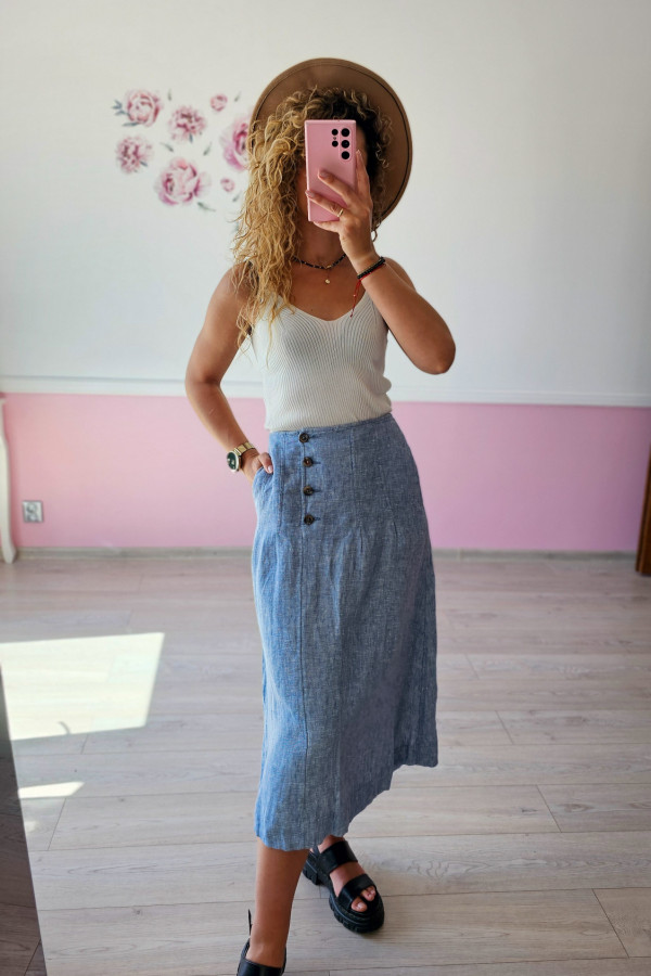 Lniana spódnica midi 1