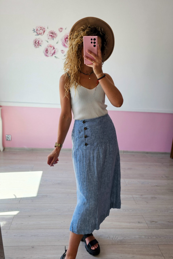 Lniana spódnica midi 2