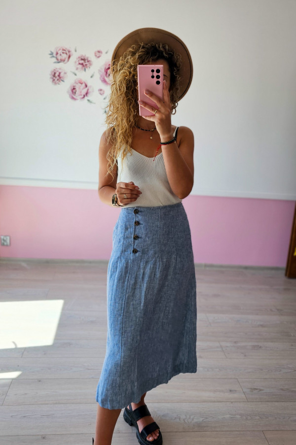 Lniana spódnica midi