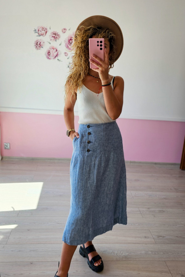 Lniana spódnica midi 3