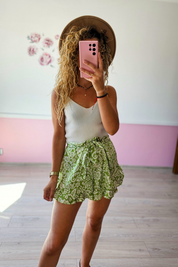 Wzorzyste spodenki limonkowe River Island 2
