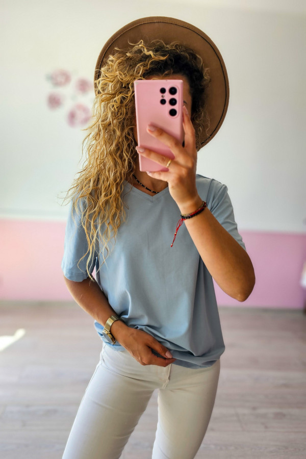 Błękitny, męski t-shirt H&M