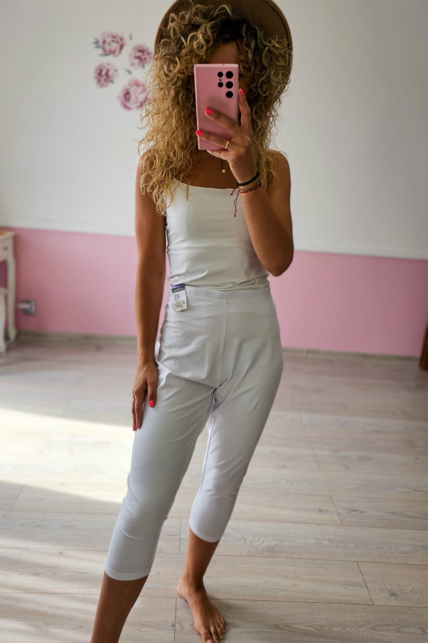 Białe legginsy 3/4XL