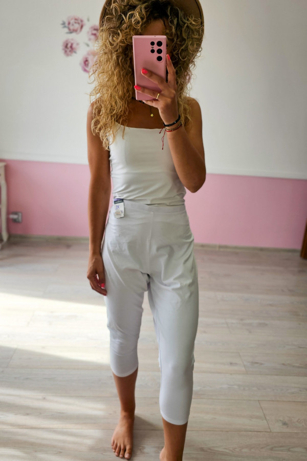 Białe legginsy 3/4XL 1