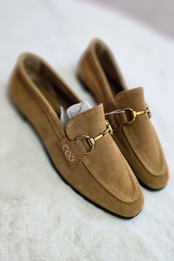 Zamszowe skórzane loafersy z klamrą Reserved * AKTUALNA KOLEKCJA 2