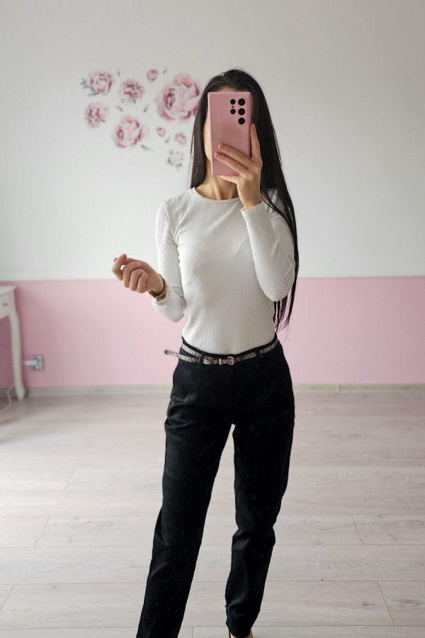 Czarne eleganckie spodnie z paskiem 3