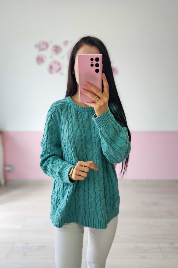Miętowy sweter damski