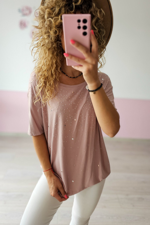 Wiskozowy t-shirt z cekinami
