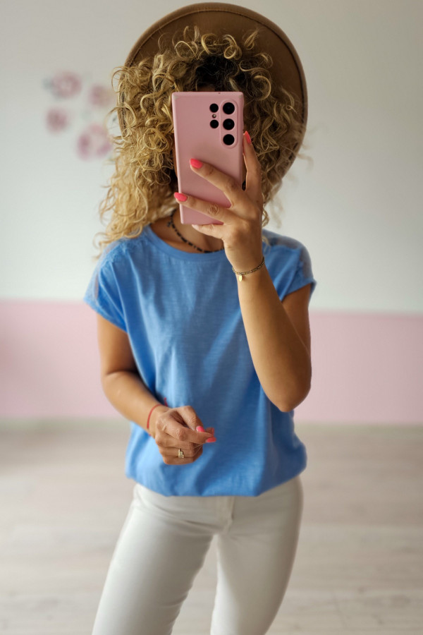 Błękitny T-shirt damski