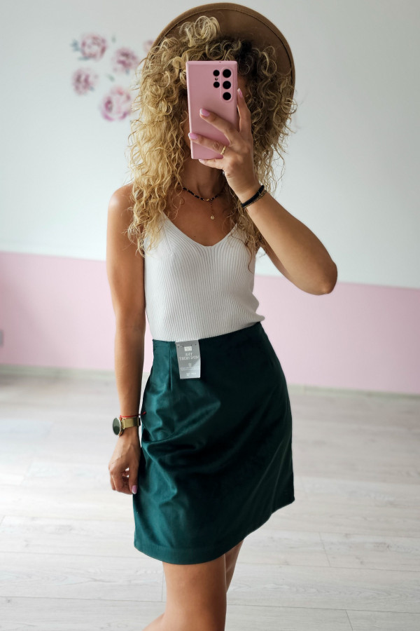 Spódnica mini w kolorze butelkowej zieleni 3