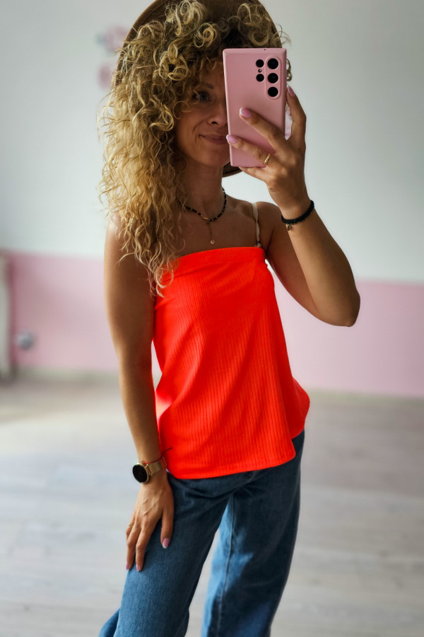 Top typu bandeau – neonowa czerwień 2