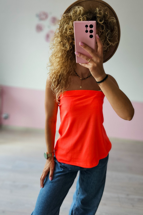 Top typu bandeau – neonowa czerwień