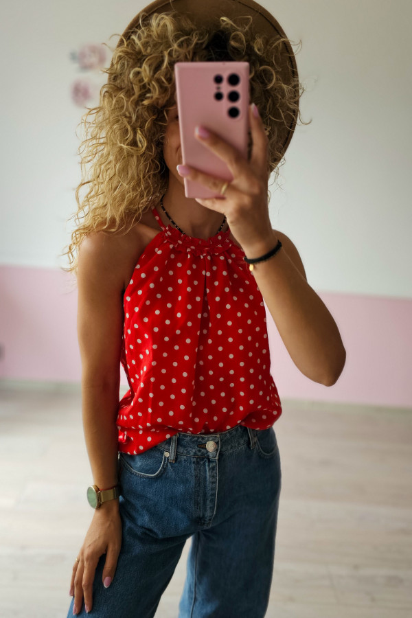 Top w grochy – czerwony retro
