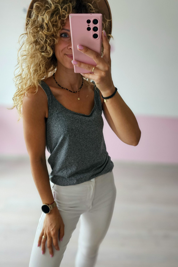 Grafitowy basic top bez rękawów 1